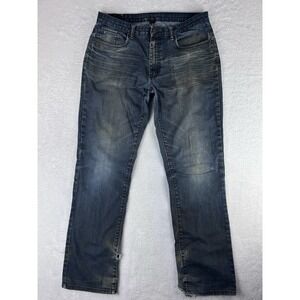 Kenneth Cole New York Men's Jeans 34x34‎ Blue Denim Straight Leg Shark Bite Hem